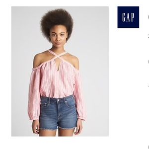🔥Gap Cold shoulder Linen Top